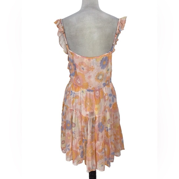 Supernatural Floral Tiered Ruffle Sleeve Chiffon Sundress NEW - Picture 6 of 8